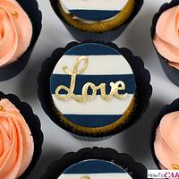 Navy and Gold Wedding Cupcakes