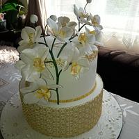 Cake with sugar orchids