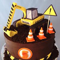 Excavator birthday cake 