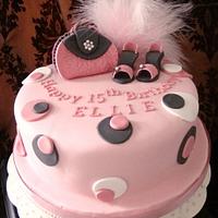 Girlie Birthday Cake with Handmade shoes and handbag