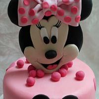 Minnie Mouse 3 Tier 1st Birthday Cake