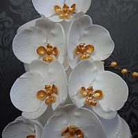 orchid flower wedding cake
