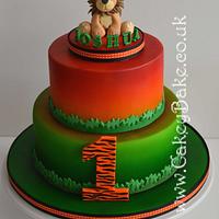 Airbrushed Jungle 1st Birthday Cake