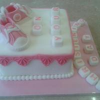 Christening cake for girl, can be made blue for boy