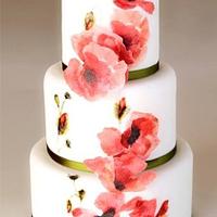 Wafer paper/painted poppy cake