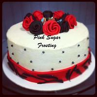 RED AND BLACK ROSE CAKE 