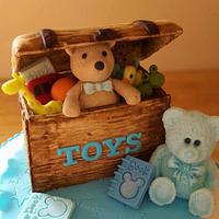 Boys toy box christening cake