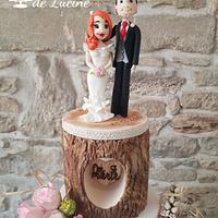 Rustic wood effect wedding cake 