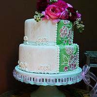 Brush Embroidery Wedding Cake