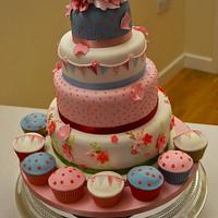 Sarah Wedding Cake and Cupcakes