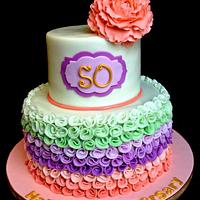 50th Wedding anniversary Peony cake