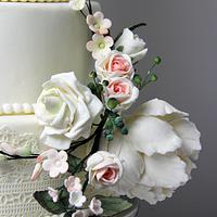 Classic Romantic White Wedding Cake (my very first...)