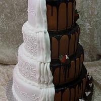 Wedding cake in brown and white