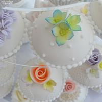 Pastels, flowers and lace Cupcake Tower