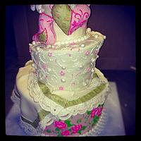 Shabby chic first birthday cake