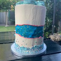 Graduation fault line double barrel cake