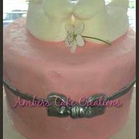 pink and silver wedding cake