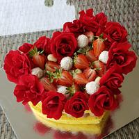 Heart and roses cake