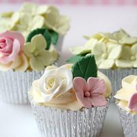 Roses and Hydrangeas 90th Birthday Cake