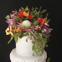 Wedding Cake & exotic flowers