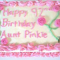 92nd Pink and White Birthday Sheet Cake