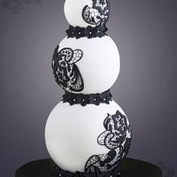 Black and White Sphere Cake