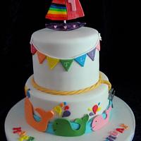 Girly Nautical 1st Birthday Cake