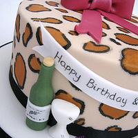 Leopard Print & Wine Cake