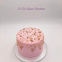 Pink and gold birthday cake 