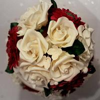 Rose and gerbera wedding cake