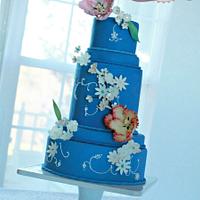 The blue cake inspired by  William Morris (Medway) design