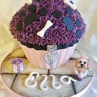 Pink and purple giant cupcake