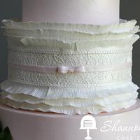 Lace and Frilled Ruffle Wedding Cake