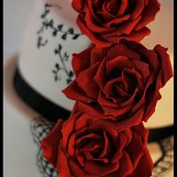White with red roses and black details