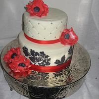 Red Flower Wedding cake 