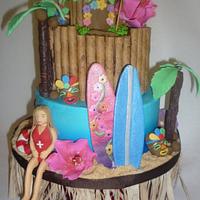 Luau/surf/lifeguard themed cake