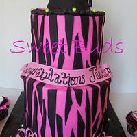 Zebra themed Graduation cake