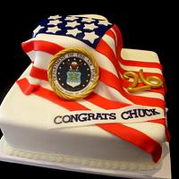 American Flag retirement cake