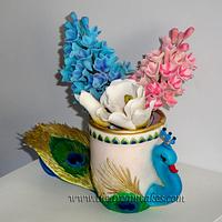 Peacock vase with Gumpaste  flowers