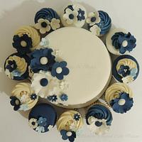 Ivory & Blue Wedding Cake