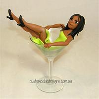 Martini Girl in Glass 21st Cake