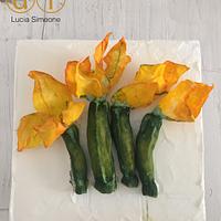 Zucchini Flowers, wafer paper