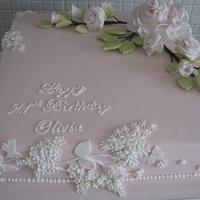 Birthday fruit cake-Girly pink floral