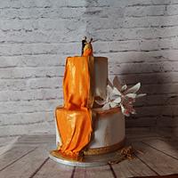 Saree Drape Engagement Cake