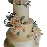 Neutral wedding cake gumpaste flowers 