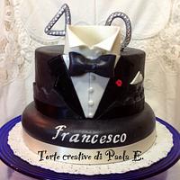 Tuxedo cake, 40th birthday cake. Torta smoking x i 40 anni.