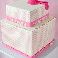 Think Pink Ribbon Cake & Sweetsscape
