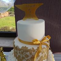 Gold 20th Wedding Anniversary cake