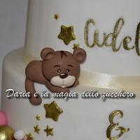 teddy bears baptism cake for twins