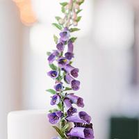 Purple Sugar Foxglove Wedding Cake